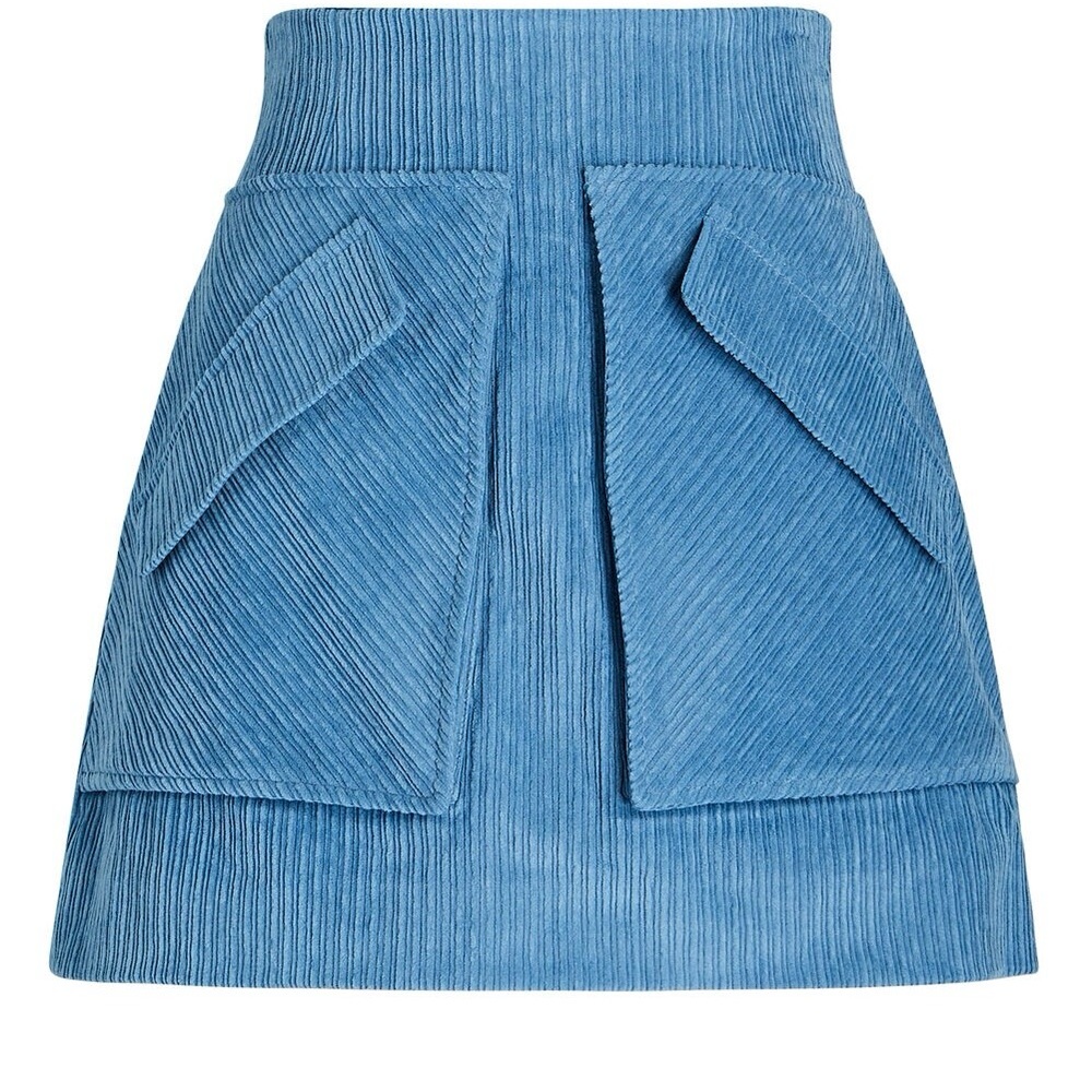 Aknvas Blue Corduroy Mini Skirt